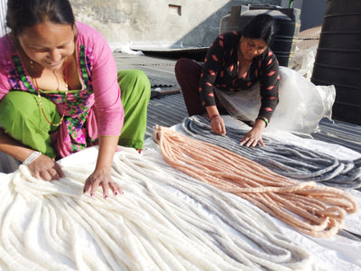 Tough Love super chunky yarn from Love Fest Fibers is New Zealand wool hand-felted by women artisans in Nepal. Felted wool that's fair trade and sustainably-sourced.