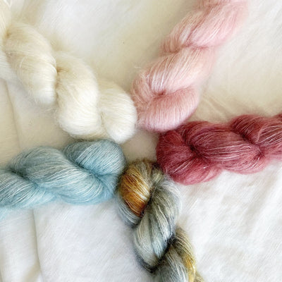 Shangdrok Superkid Mohair Silk Lace yarn at Love Fest Fibers, super soft hand-dyed and perfect for knitting and crochet