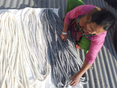Tough Love super chunky yarn from Love Fest Fibers is New Zealand wool hand-felted by women artisans in Nepal. Felted wool that's fair trade and sustainably-sourced.
