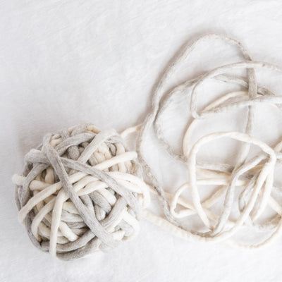 Love Fest Fibers Tough Love Stripe super chunky yarn. Pure New Zealand wool hand-felted by women artisans in Nepal. Great for knitting, crochet, weaving and macrame projects.