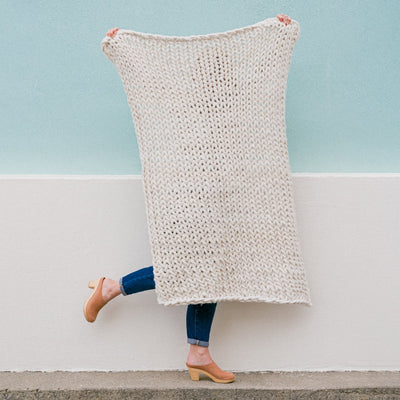 Chunky blanket kit! Everything you need to knit yourself the softest, chunky yarn blanket in this DIY knit kit.