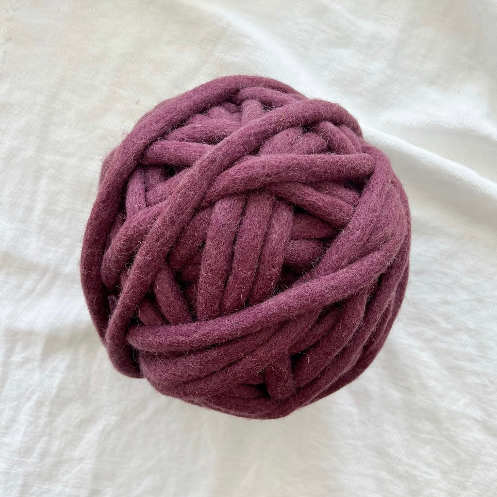 Love Fest Fibers Tough Love super chunky yarn. Pure New Zealand wool hand-felted by women artisans in Nepal. Great for knitting, crochet, weaving and macrame projects.