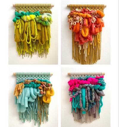 Creative Fiber Art Workshop: Macrame Weaving with Aja Smart at Love Fest Fibers in San Francisco's Outer Sunset. Join us at our maker space with Aja Smart and make your own wallhanging!
