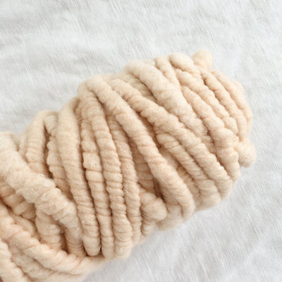 Love Fest Fibers Cloudline super chunky yarn. Core-spun using just pure merino wool and American organic cotton. All natural fibers that are ideal for weaving, knitting and crochet projects.
