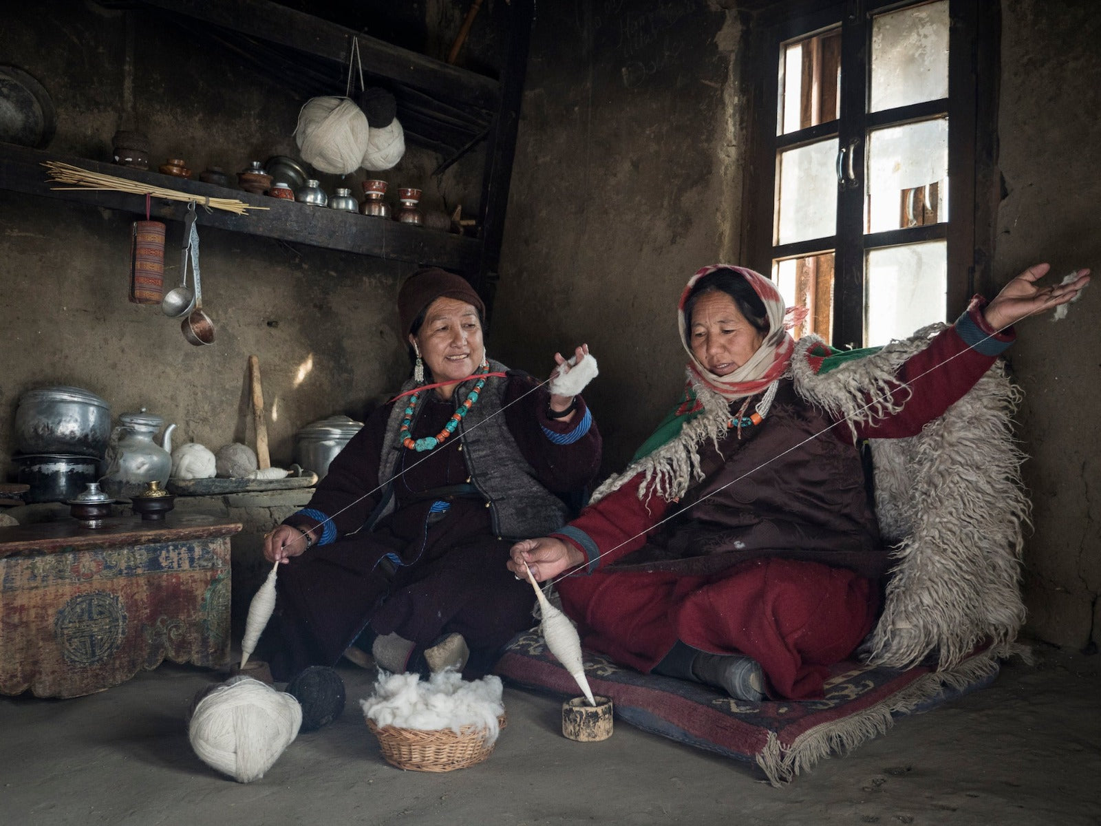 Hand-spun pashmina yarn, hand-dyed with all natural botanical pigments, DK weight for knitting and crochet from Lena Ladakh