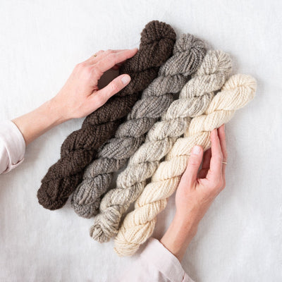 Love Fest Fibers Kullu yak down yarn. Super soft chunky collection hand-spun in on the Tibetan Plateau by nomad women artisans. Undyed, all natural sustainable fibers.